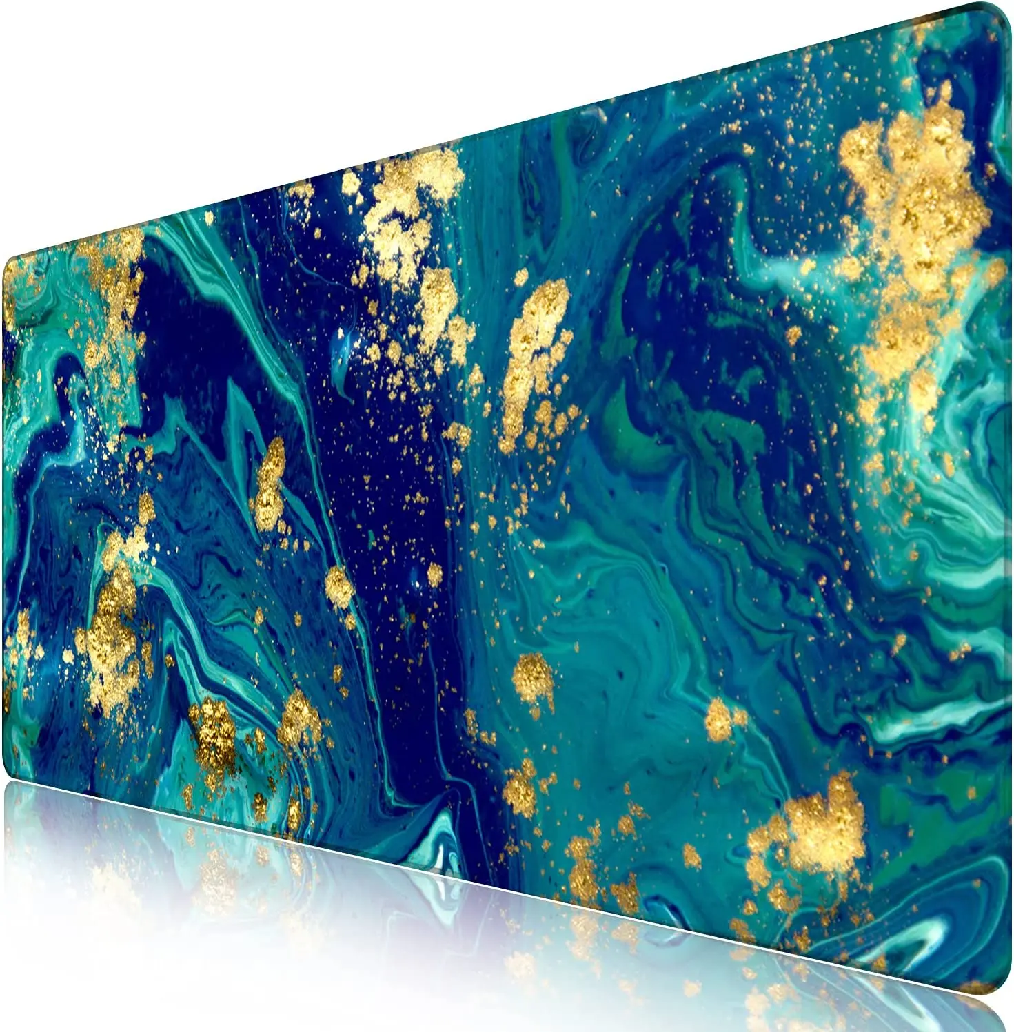 

Extended Mouse Pad 35.4x15.7 in Large 3mm Non-Slip Rubber Base Mousepad with Stitched Edges Waterproof Desk Pad Blue Marble