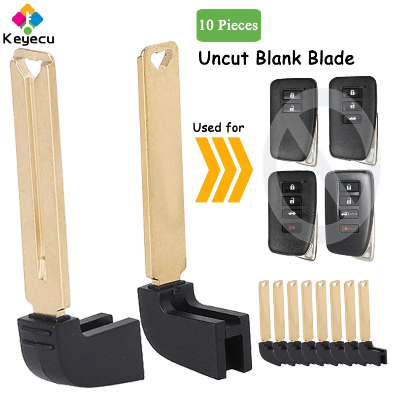 

KEYECU 10 Pieces Smart Remote Key Uncut Insert Emergency Blank Blade Fob for Lexus ES300h ES350 GS350 GS450h IS250 IS350 NX200t