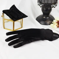 wg044 simple wedding bridal white black gloves satin brides bridesmaid gloves evening party glove for women