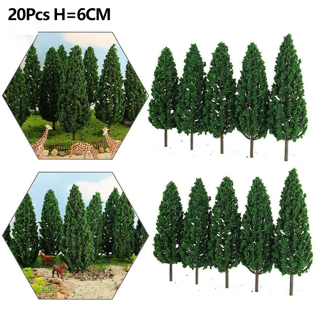 

20pcs Model Trees Artificial Pine Trees Train Micro Landscape Building Sand Table Scenery Layout Potting Fish Tank Landscaping