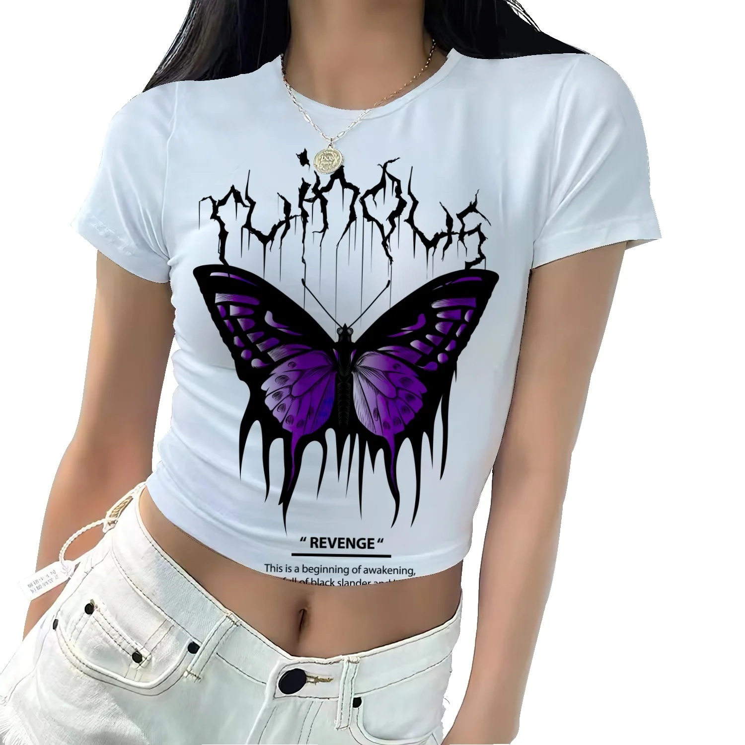 

Женская футболка с коротким рукавом и круглым вырезом, в базовом европейском и американском стиле