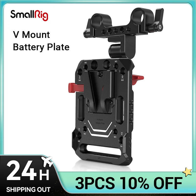 

SmallRig V Mount Battery Plate, V-Lock Mount Battery Plate with 15mm Rod Clamp & Adjustable Arm for Power Supply - 2991