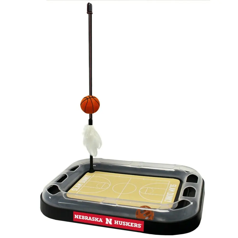 

NCAA Nebraska Cornhuskers Scratcher Mat Toy with Catnip Plush & Feather Toy 5-in-1 Kitty Toy