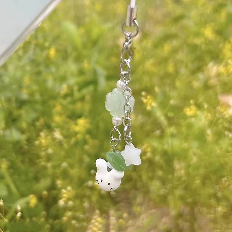 Ручной работы четыре листа клевера кошка из бисера подвеска для телефона Y2k