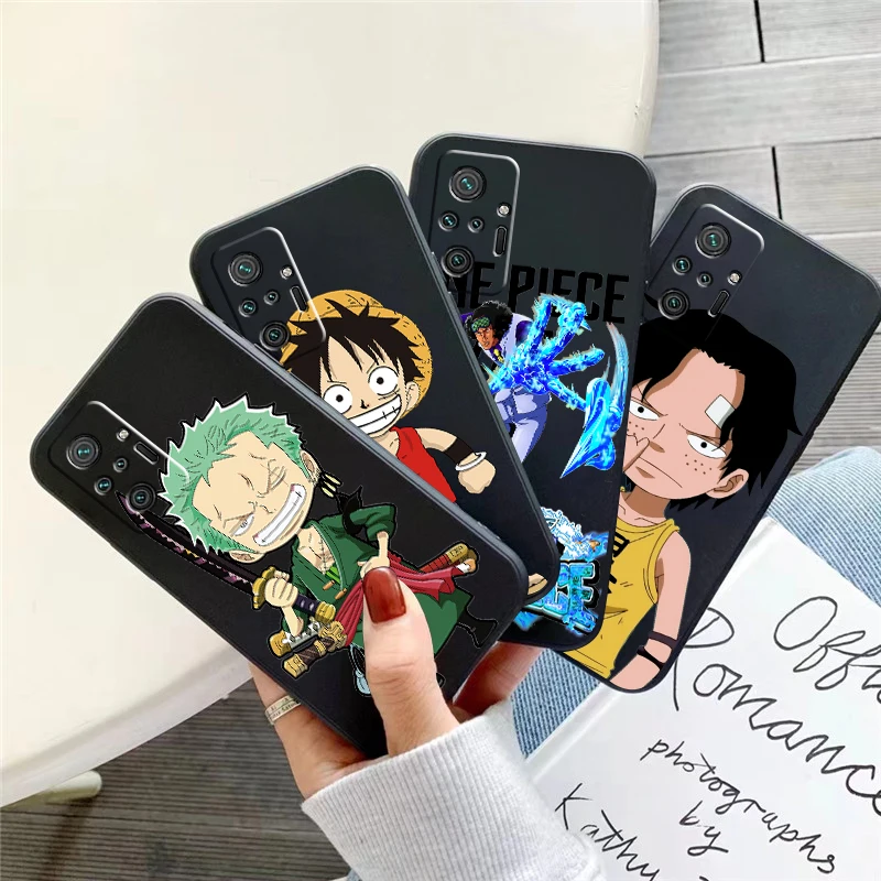 

Japanese Anime ONE PIECE Phone Case For Xiaomi Redmi 7 7A 8 8A 9 9i 9AT 9T 9A 9C Note 7 8 2021 8T Pro Liquid Silicon Back Black