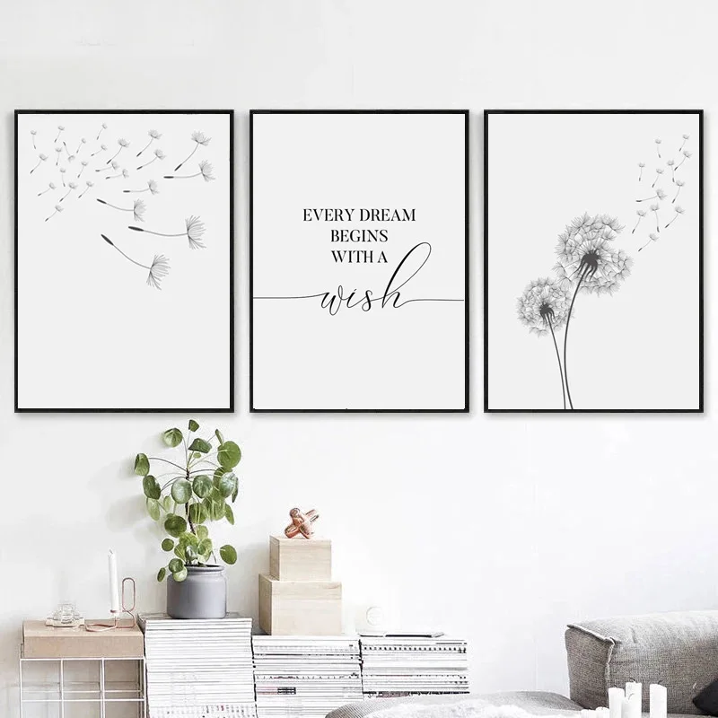 

Dandelion Wall Art Prints Retro Poster Canvas Painting Living Room Bedroom Nordic Style Decoration Poster Painting Core