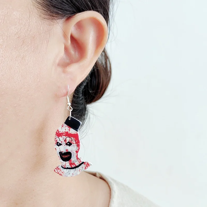 Серьги-подвески в виде клоуна на Хэллоуин для женщин акриловые ювелирные изделия