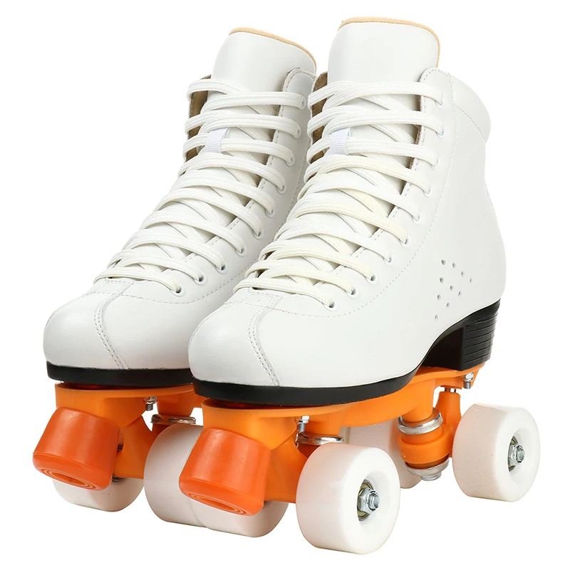 Microfiber Leather Roller Skates Shoes Inline Skates Adult Double Row Roller Shoes Patins Sliding Quad Sneaker Outdoor Beginner