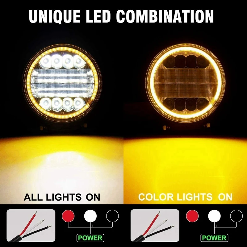 2X 5 Inch 200W LED Work Light Combo Spot Flood Off Road Driving Amber Fog Lamp | Bar/Work