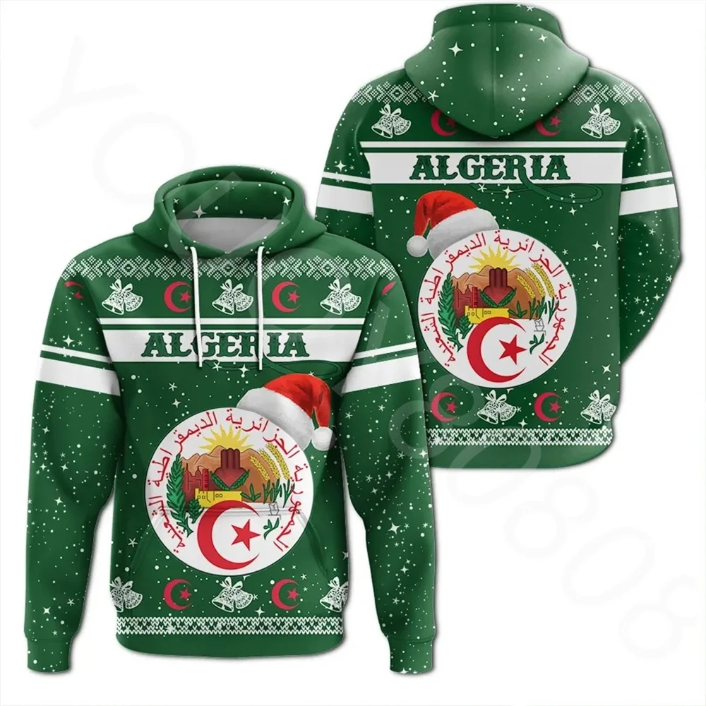 

Fall Winter Christmas Algeria Winter Personalized African Zone Men's Harajuku Hoodie Printed Casual Sweatshirt Street Top