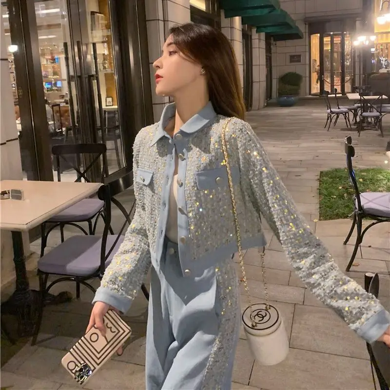 Корейский новый весенний костюм 2023 из двух предметов: джинсовая куртка с