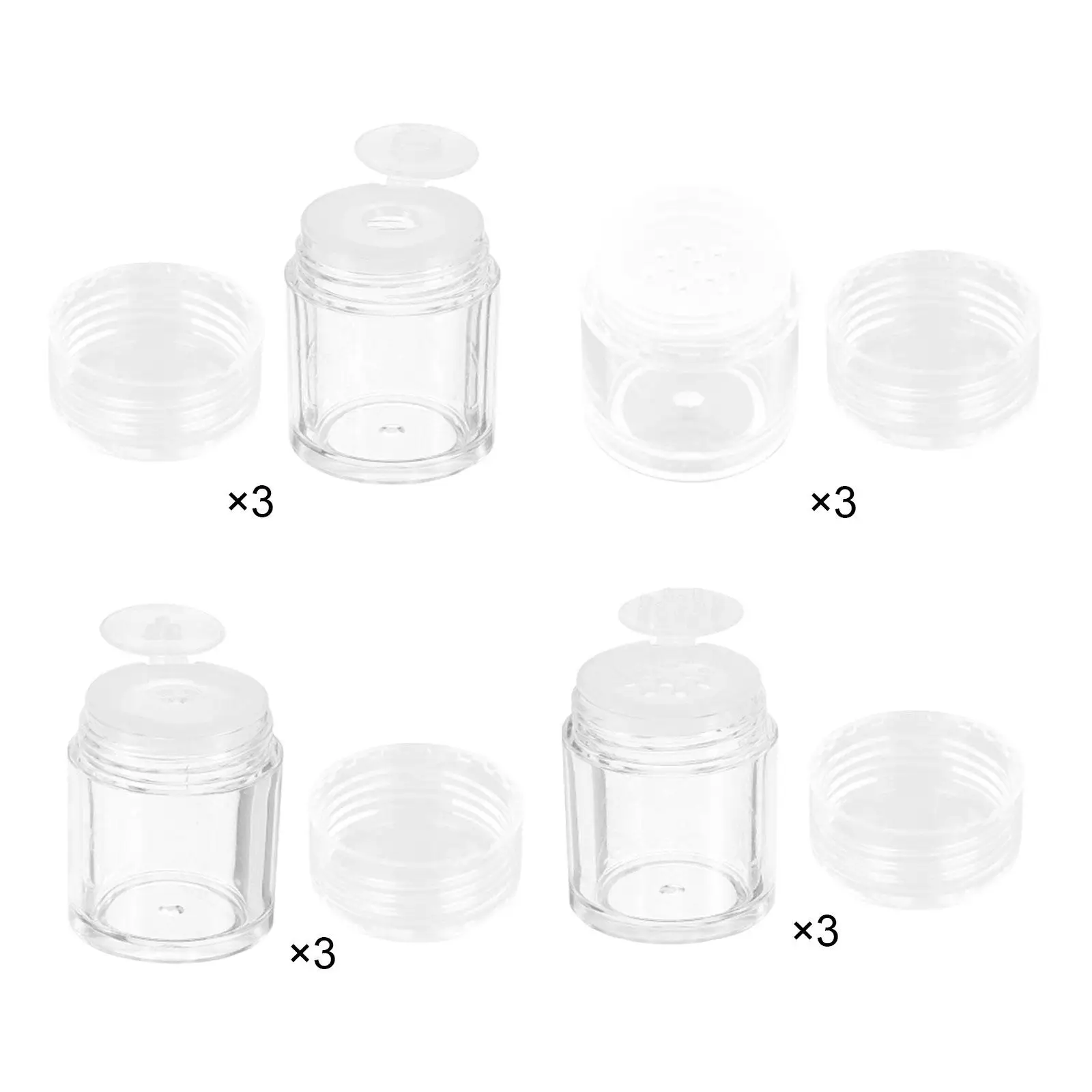 

3Pcs Empty Cosmetic Jar 5ml Multipurpose Sifter Case for Loose Face Powder