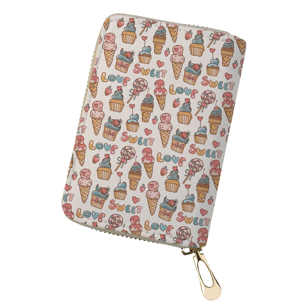 ADVOCATOR Candy Ice Cream Print Women's Card Bag Anti-theft Zipper ID Credit Card Holder Customized Coin Purse Free Shipping