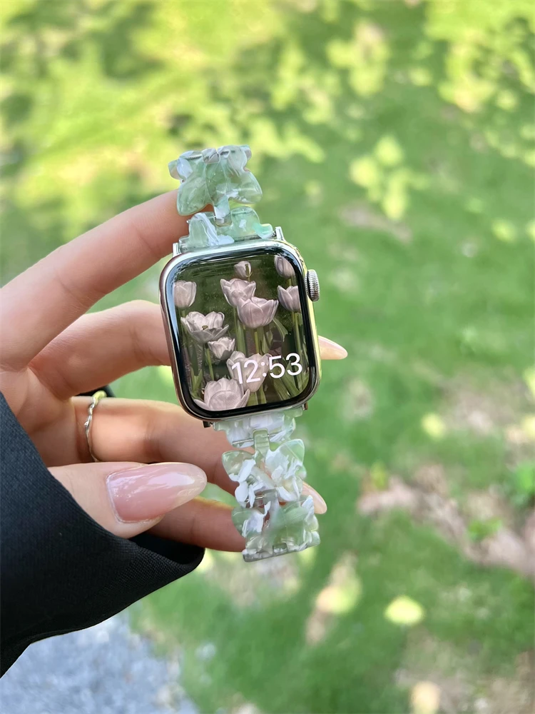 Ремешок резиновый для Apple Watch Band 41 мм 45 44 40 42 38 подарок Dream Butterfly женский браслет Iwatch