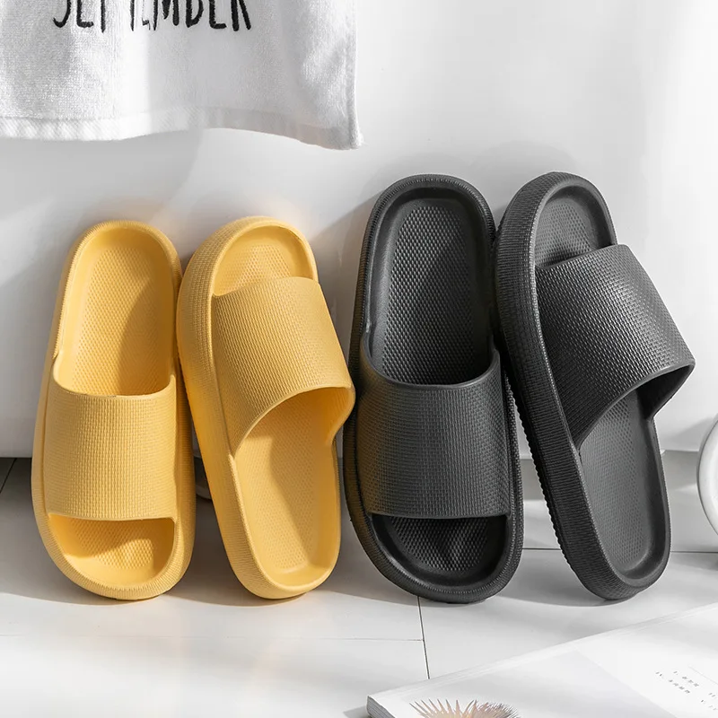 Fashion Women Summer Soft Slippers Thick Platform Bathroom Home Men Indoor Non-slip Anti-slip Female Cloud Cushion Slides