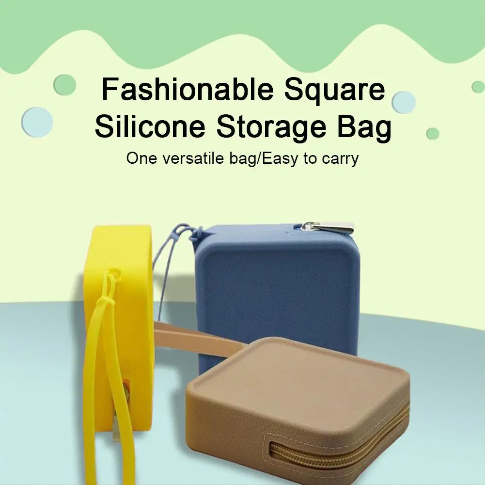 

Квадратная силиконовая сумка-кошелек для хранения салфеток, маленькая косметичка для смены губной помады, женская сумочка для мелочи, Квадратный держатель V6Z0