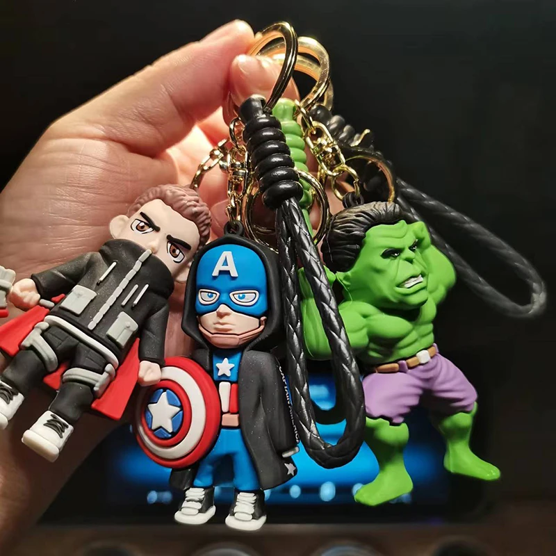 Spider-Man Captain America Black Widow Marvel Cartoon Anime Peripheral Keychain Cool Exquisite Gift Backpack Ornament Wholesale