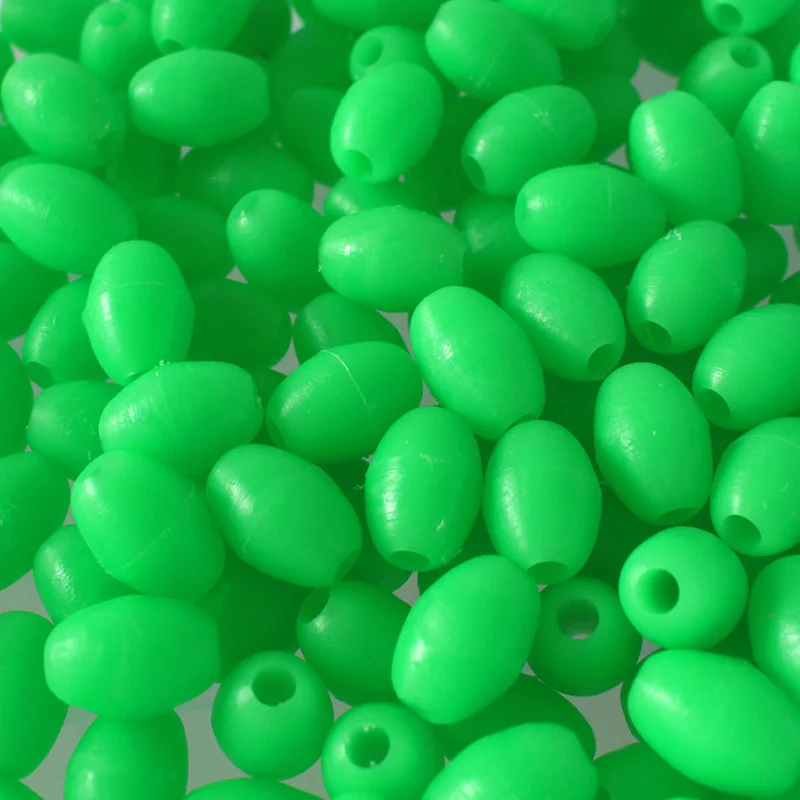 

Luminous Glow Floating Lure Fishing Beads 6/8mm Green Carp Stoppers 100PCS Set Accessory Soft Oval Tackles Rig