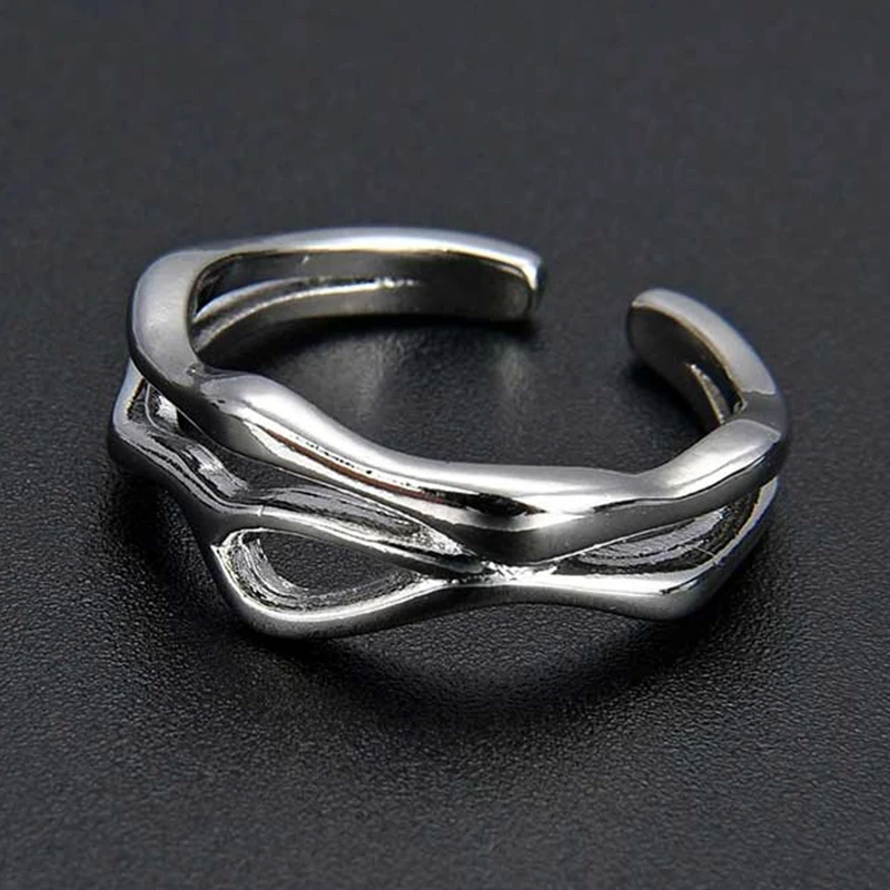 

Trendy Silver Color Smooth Irregular Gold Silver Color Ring Geometric Open Finger Ring For Minimalist Jewelry Accessories Gift