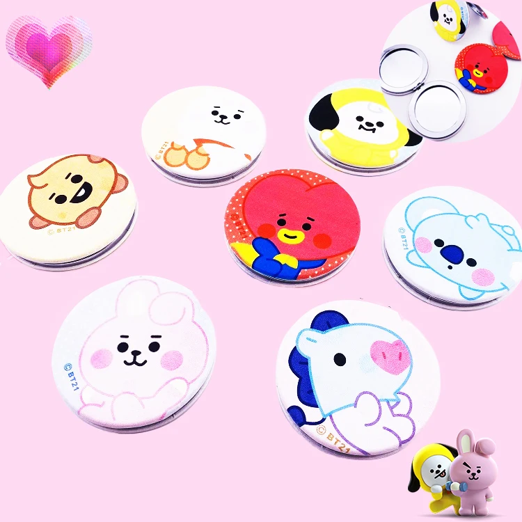 

Bt21 Clamshell Mirror Kawaii Two-sided Anime RJ TATA CHIMMY KOYA COOKY Cute Kpop Stars BTS Peripheries Fans Gifts Lovely Girls