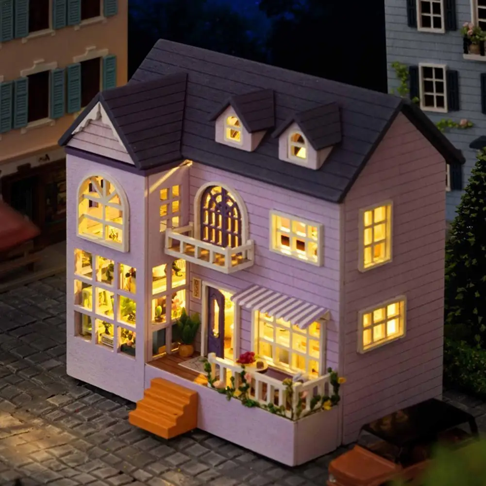 

Mini Diy Wooden With Furniture Light House Casa Miniature Items Maison Children Girl Boy For Toys Birthday Gifts M4l9