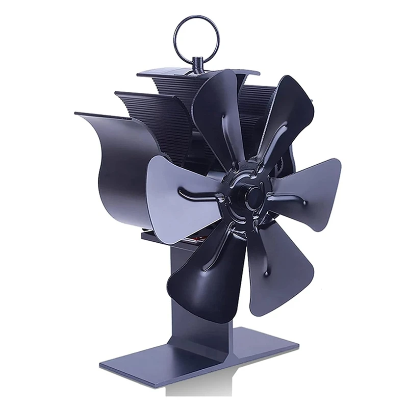 

6 Blades Heat Powered Stove Fan Fireplace Wood Burner Eco Friendly Quiet Fan