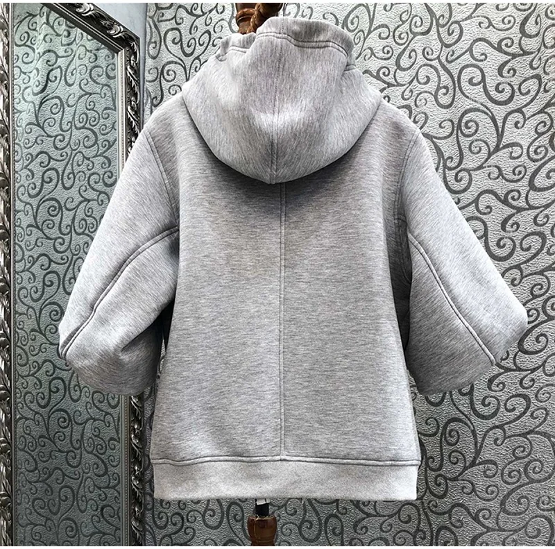 Женская толстовка с капюшоном черная или серая Повседневная Толстовка С