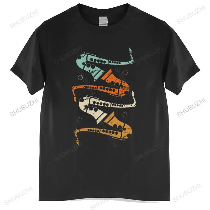 

Fashion brand t shirt mens loose Male Retro Saxophone T Shirts Men Cotton Music Tshirt Casual Jazz Lover tee-shirt man