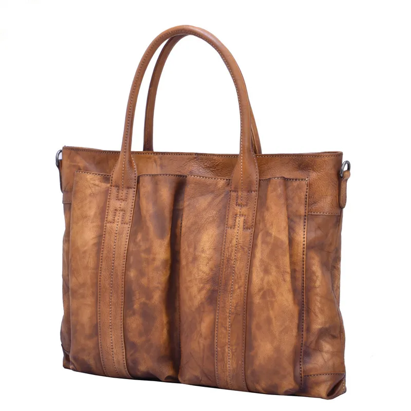 Мужская сумка из натуральной воловьей кожи модный портфель в стиле ретро