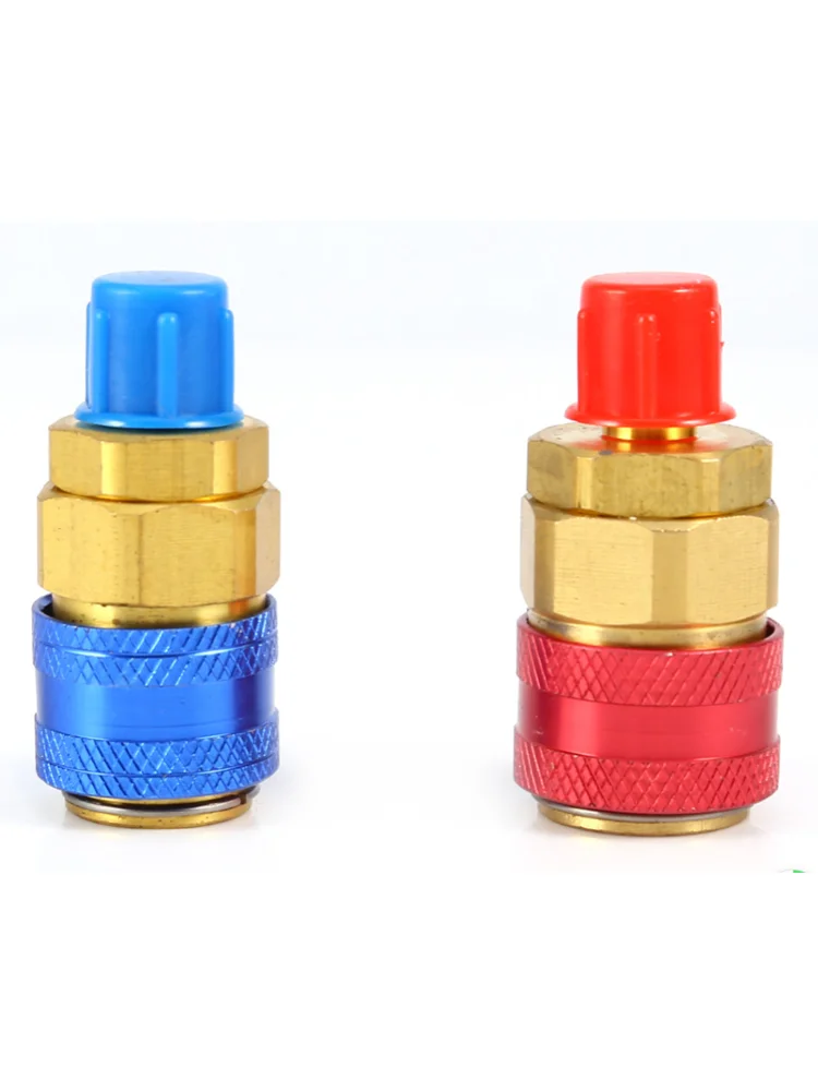 

1 Pair Freon R134A H/L Auto Car Quick Coupler Connector Brass Adapters Air Conditioning Refrigerant Adjustable AC Manifold Gauge