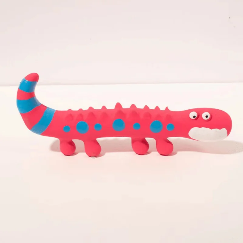 Funny Dog Squeak Chew Toy Screaming Rubber Lizard Bite Resistant Molar Aggressive Chewer Green Pink Teeth Cleaning Pet Accessory