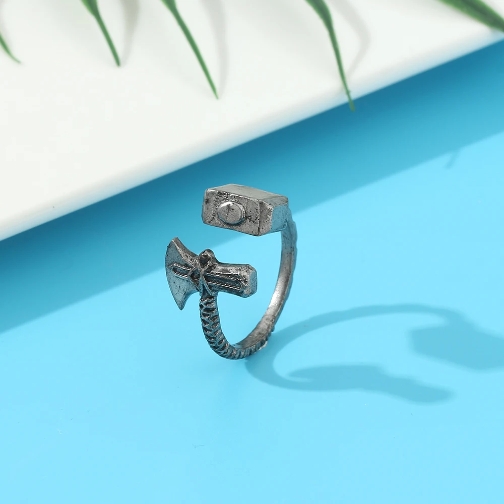 

Marvel Superhero Thor Ring Men Retro Finger Accessories Party Jewellery Avengers Thor Hammer Stormbreaker Rings Fans Gift