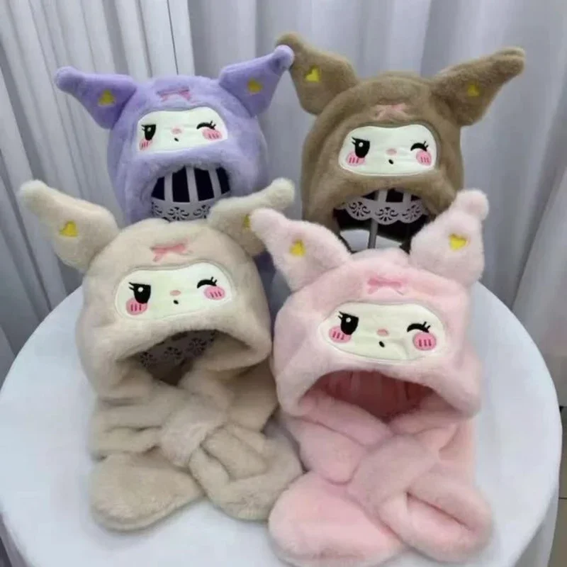 Sanrio Kuromi детский плюшевый шарф шапка милый косплей вечерние аниме милая зимняя