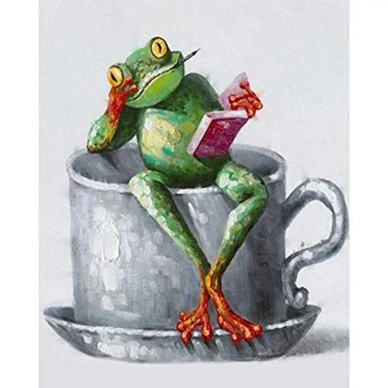 

GATYZTORY Oil Painting By Numbers Animals 60x75cm Paint By Numbers On Canvas Water Cup Frog Frameless Home Decor Unique Gift