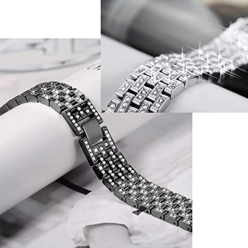 Galaxy Watch4 Strap for Samsung Galaxy Watch 4 5 40mm 44mm Band + Case Woman Stainless Steel Diamond Bracelet and Cover