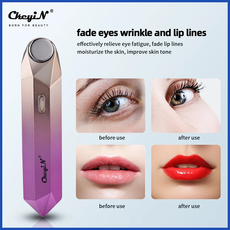 

CkeyiN Электрический массажер для глаз в виде ручки светодиодный с подогревом вибрации темного круга удаление против морщин глаз косметическ...