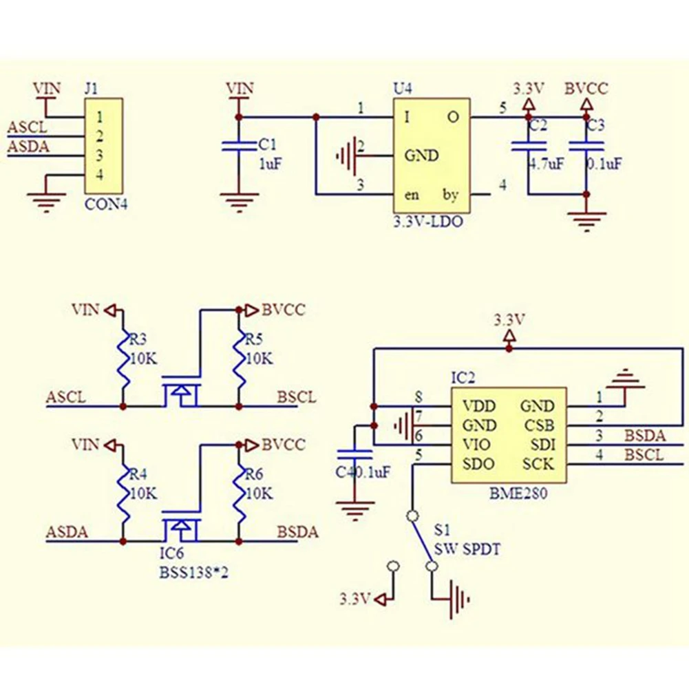 10 шт./лот BME280 совместим с цифровым BMP280 5 в датчиком температуры и влажности плата