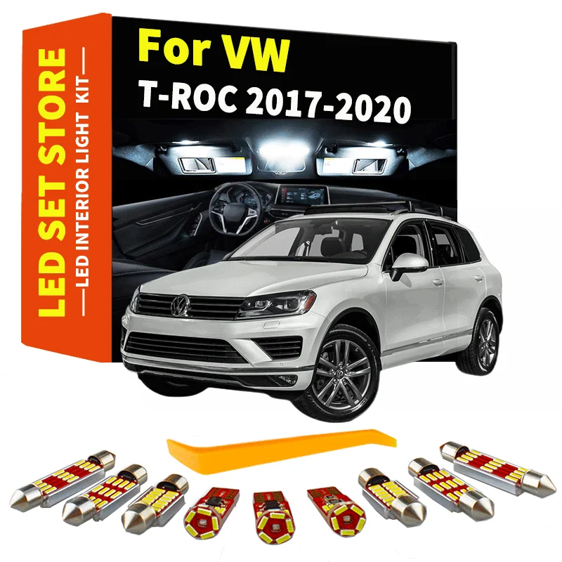 

9Pcs Canbus LED Interior Dome Light Kit For Volkswagen VW T-ROC TROC T ROC A11 2017 2018 2019 2020 Car Led Bulbs No Error