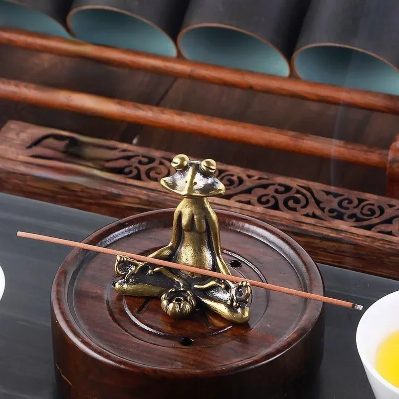Винтажная латунная статуя медитации дзен буддийская лягушка безделушка Медная