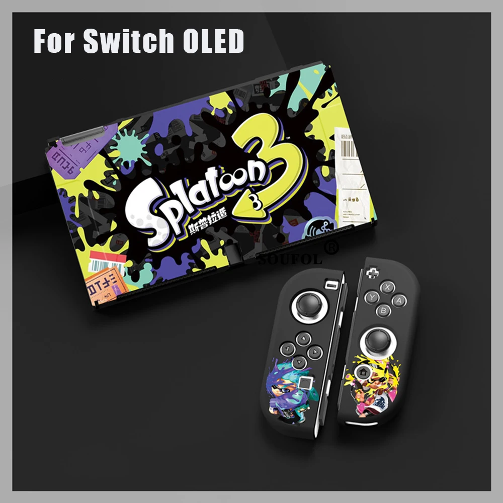 

Faceplate Protective Cover For Nintendo Switch Oled TV Dock Station TPU Soft Case for NS OLED Console Accessory Splatoon-Ver 3