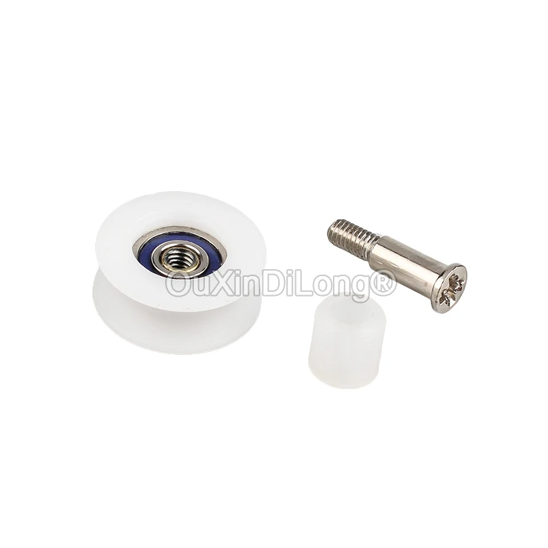 10PCS U Groove Round Pulley Nylon Concave Roller Wheels for Sliding Door Windows Shower Pulleys Drawer GF1184