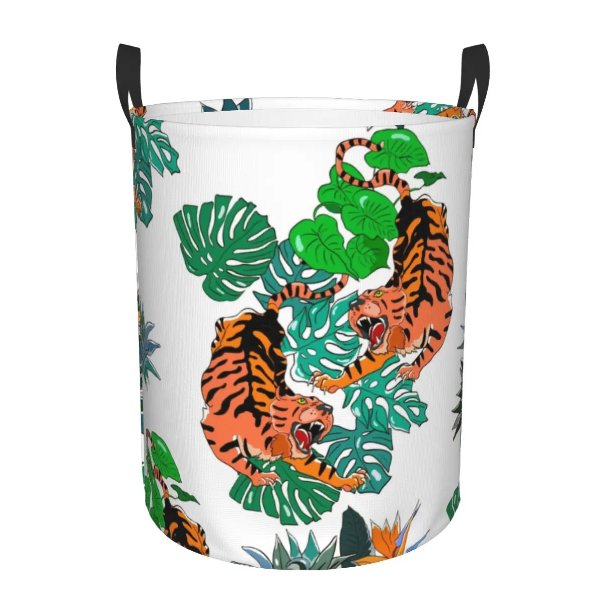 

Wild Tropical Tiger Laundry Hamper Large Storage Basket Jungle Forest Animals Kids Nursery Toy Organizer