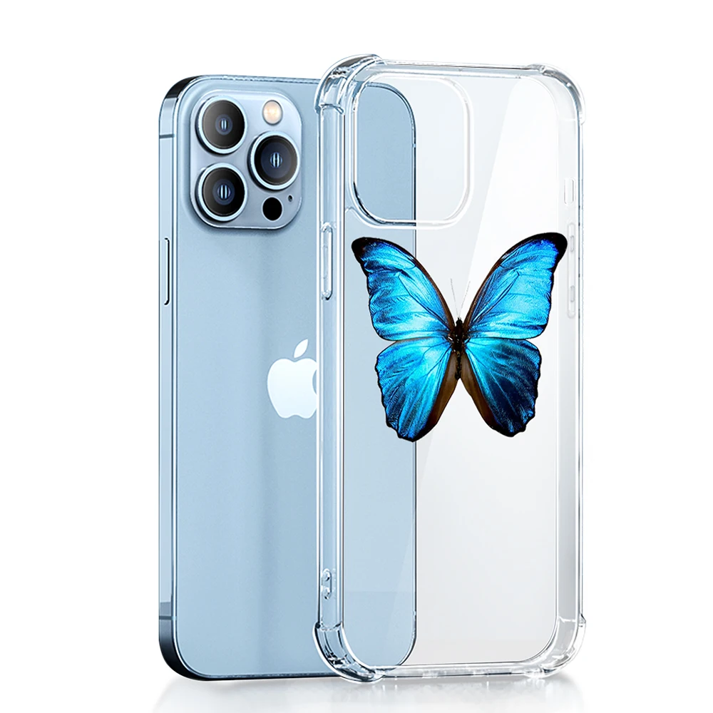 Ударопрочный чехол Blus Butterfly для Iphone 11 12 13 Pro Max Mini мягкий из ТПУ X XS MAX XR 6S 7 8 Plus SE 2 |