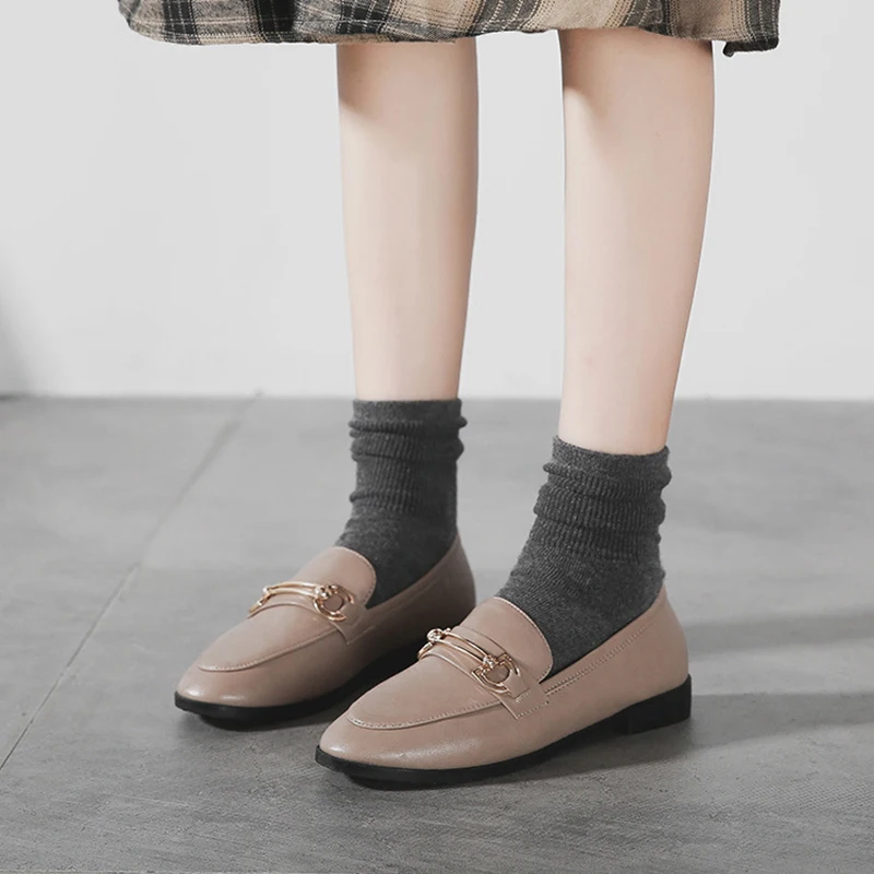 Designer Woman Quality Leather Slip on Flats Shoes for Women Loafers Ladies Zapatos De Mujer Plus Size 44 Spring Shoes