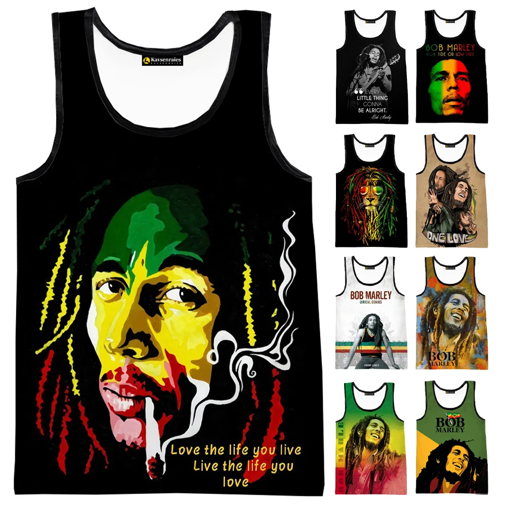 

2023 New Fashion Bob Marley Vest 3D Printed Graphic Polyester Tank Tops Men Summer Harajuku Streetwear Oversized Sleeveless