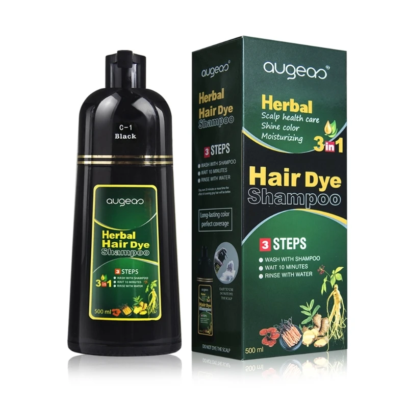 

918D Hair Nourishing Shampoo Dye for White Gray Hair Coverage Easy to Use 500ml Dye Your Hair Black at Home