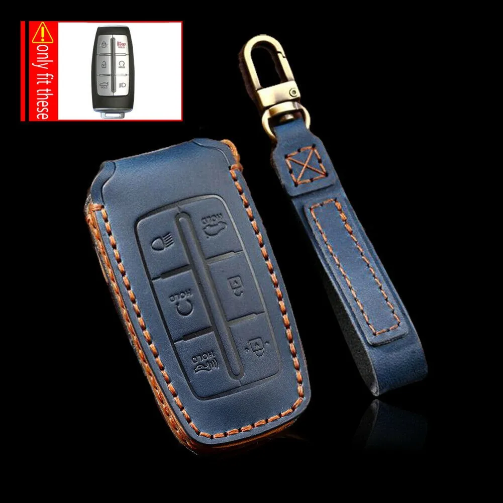 

Full Leather Case Cover Key Hand-stitched Bag Fit Black Blue Fob Remote