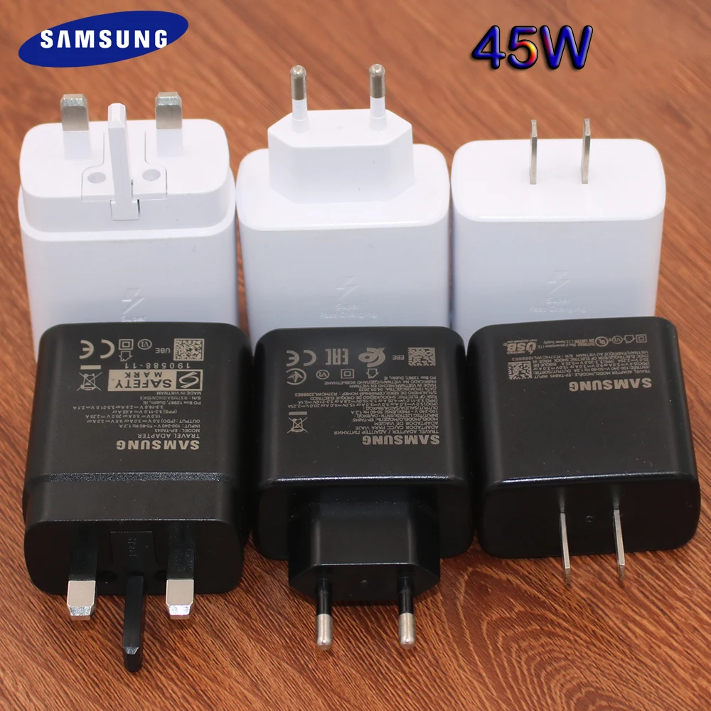 

45W Original Samsung EP-TA845 Super Fast Charger Adapter 1/1.5M 5A USB C To Type C Cable For Galaxy S22 S21 S20 Ultra Z Fold 2 3