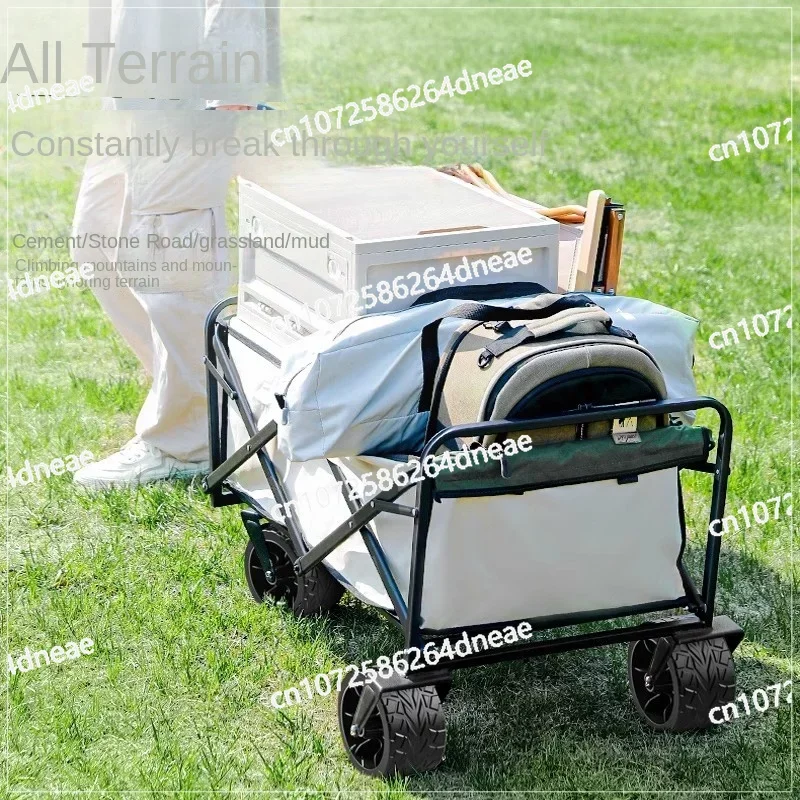 Тележка для сада и пляжа универсальная складная тележка на 4 колеса черного цвета