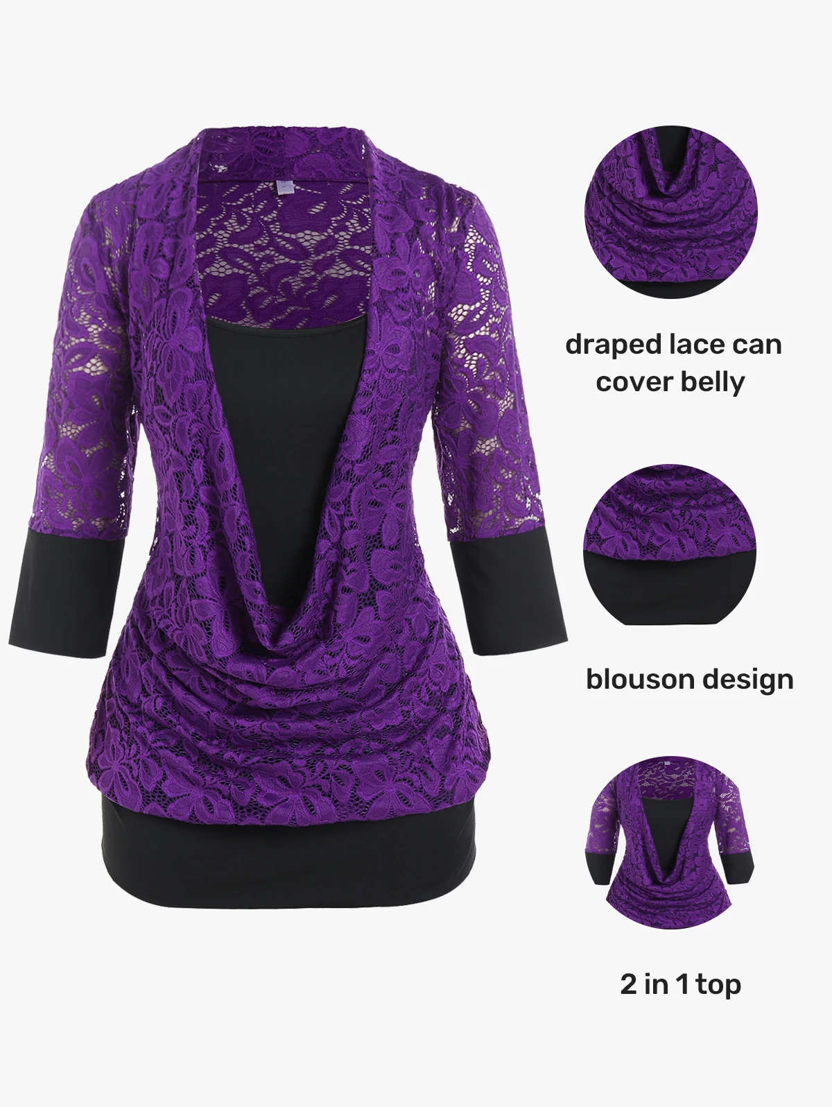 

Женский комплект из двух предметов, футболка и топ с кружевной вставкой и рюшами, размеры до 4XL